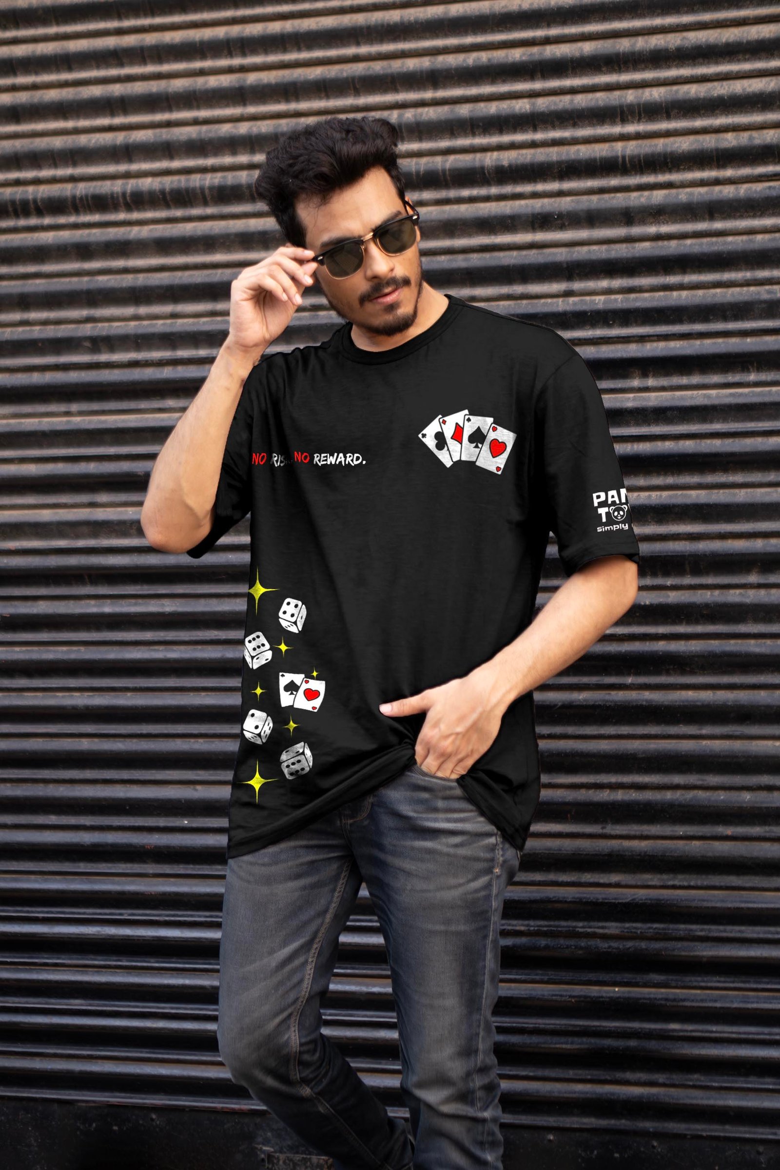 No Risk No Reward Printed Drop Shoulder T-Shirt