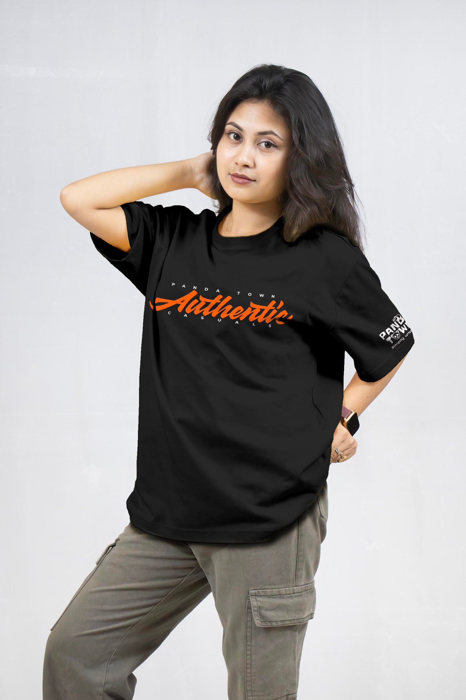 Authentic Casuals Velvet Printed Drop Shoulder T-Shirt