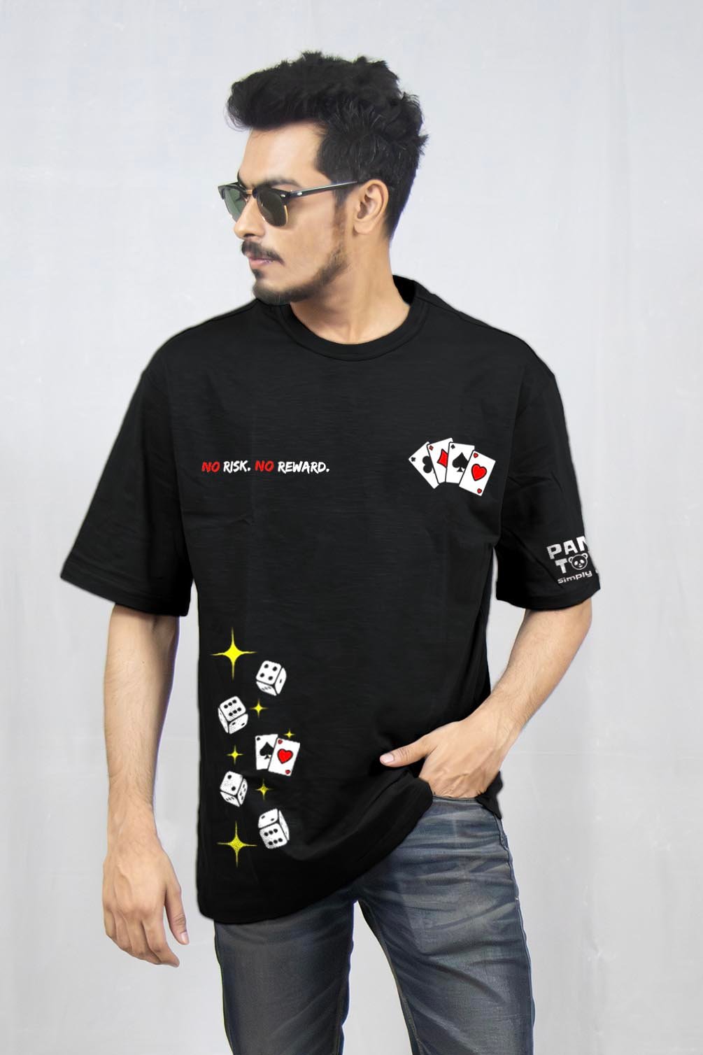 No Risk No Reward Printed Drop Shoulder T-Shirt