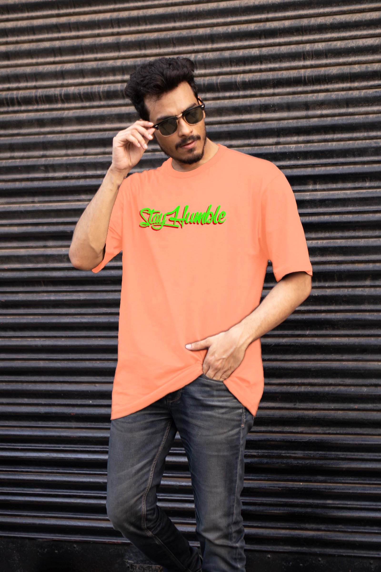 Stay Humble Back Printed Drop Shoulder T-Shirt