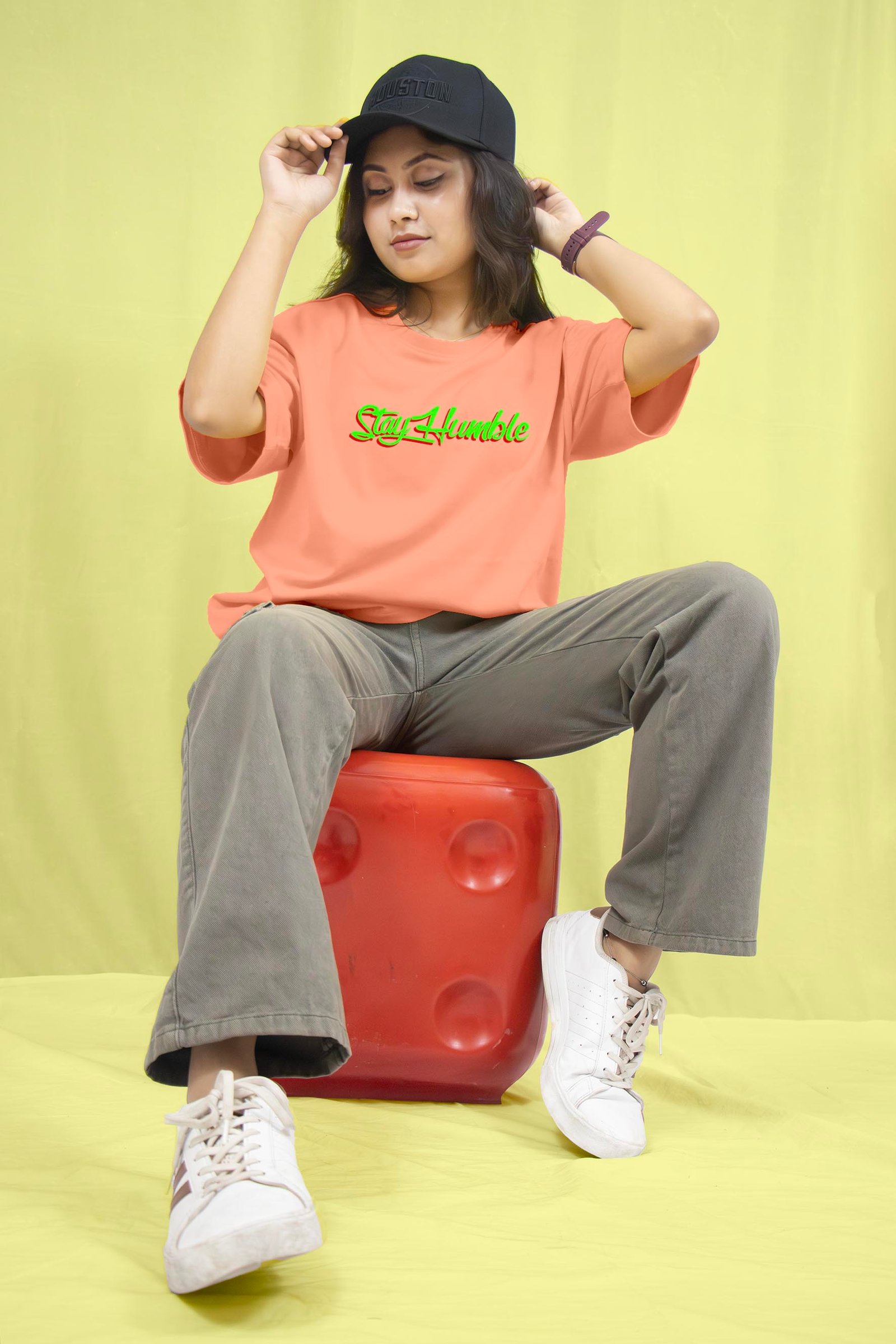 Stay Humble Back Printed Drop Shoulder T-Shirt