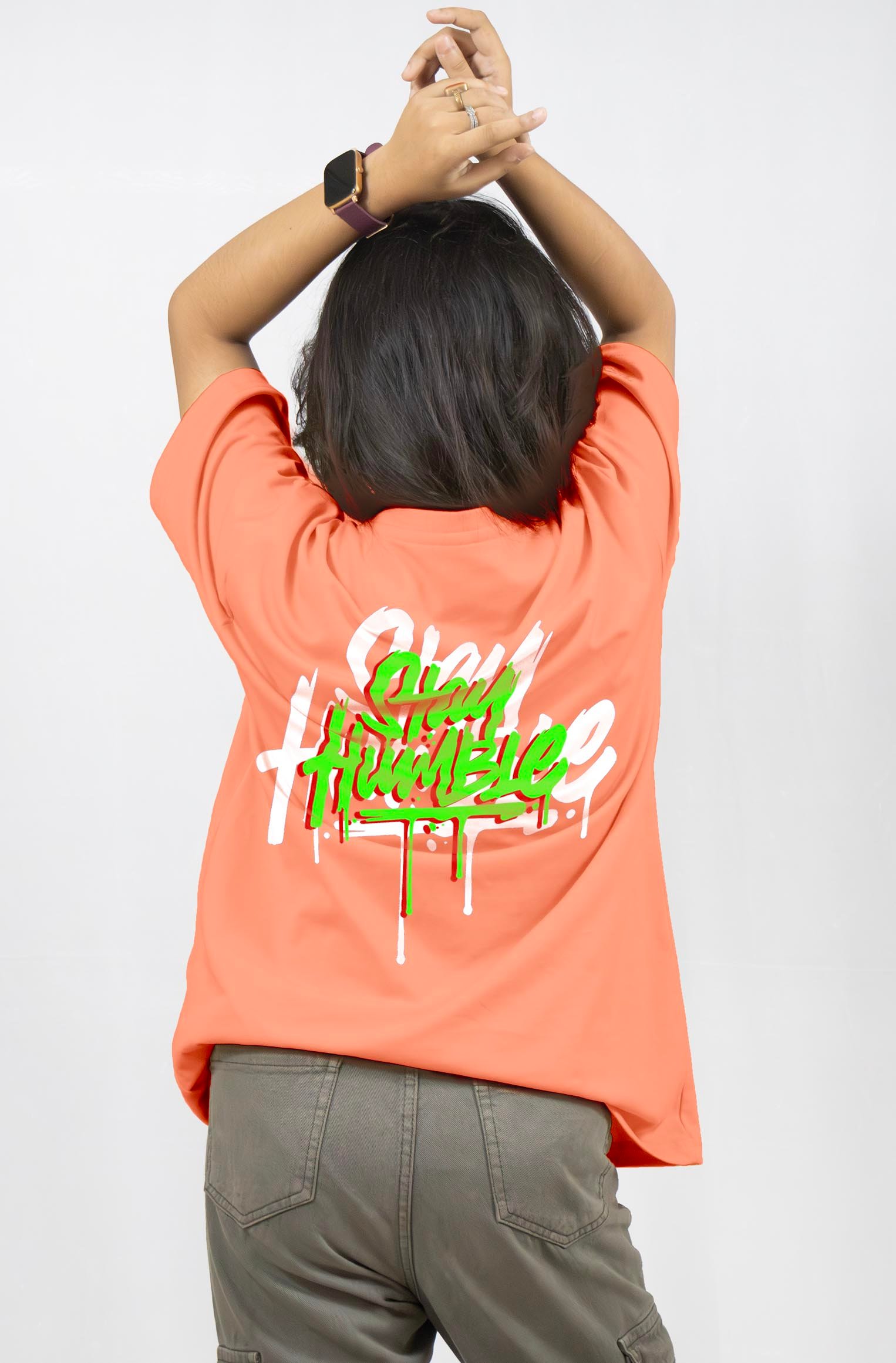 Stay Humble Back Printed Drop Shoulder T-Shirt